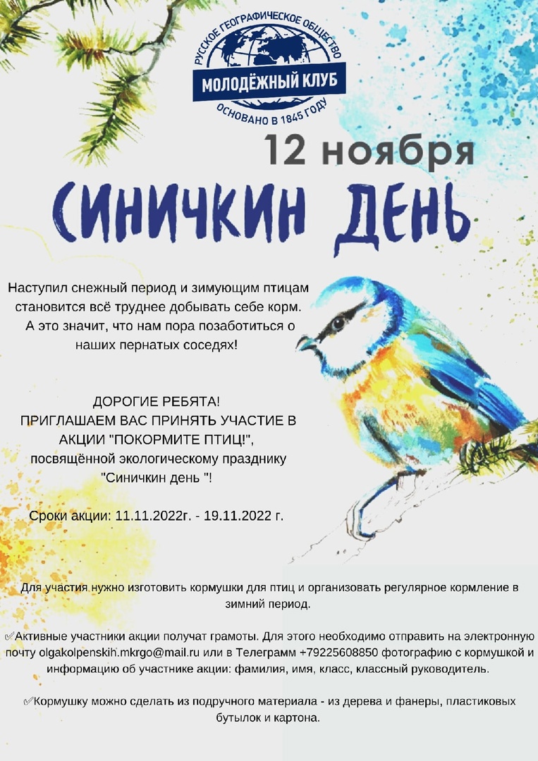 12 Ноября - СИНИЧКИН ДЕНЬ!.